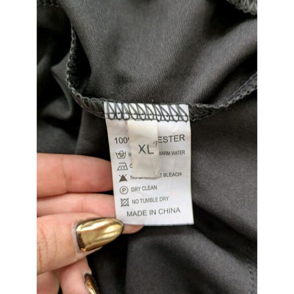 Black Deco Mermaid Gown XL Gold Sequin Flapper Flutter Sleeve NYE Evening Dress - Picture 6 of 8